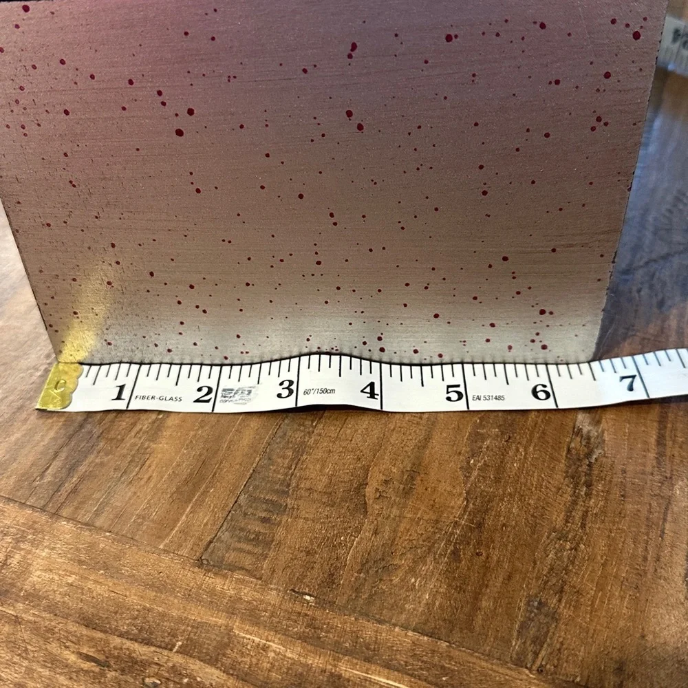 Silver Mirrored Wooden Storage Box, Red Speckles, Black Interior 10.5”x6.5”x7”